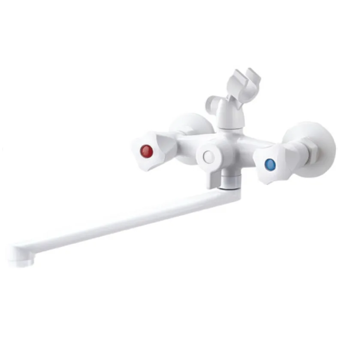 PLAMIX OMEGA-140 EURO SET WHITE Змішувач для ванни(зі шлангом,лійкою та кроншт.)(Кол.білий)(24шт/ящ)