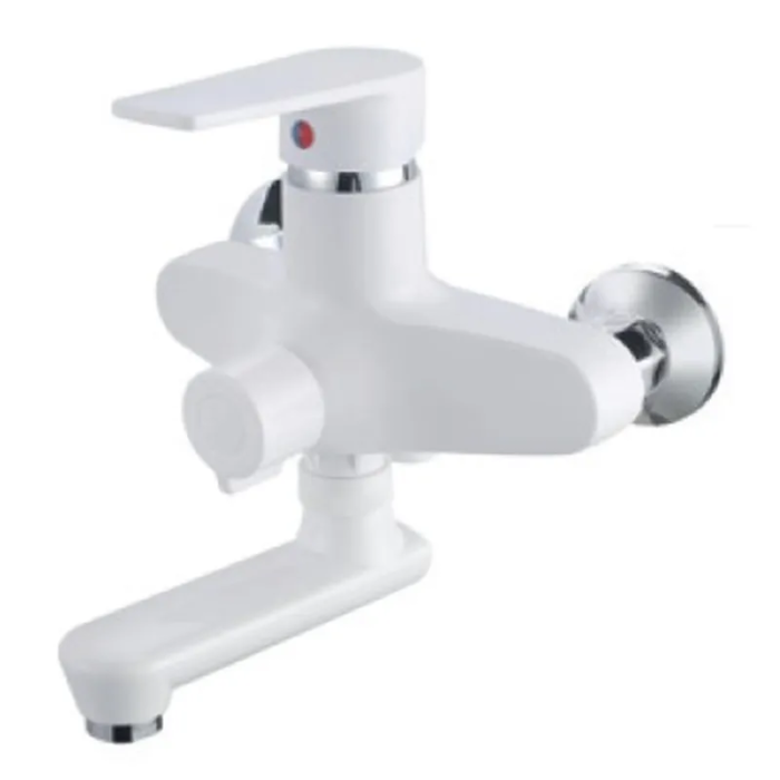 PLAMIX OSCAR-008 EURO SET WHITE Змішувач для ванни(зі шлангом,лійкою та кроншт.)(Кол.білий)(24шт/ящ)