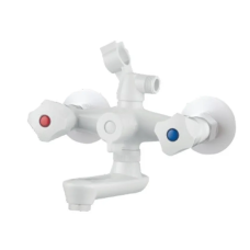 PLAMIX OMEGA-142 EURO SET WHITE Змішувач для ванни(зі шлангом,лійкою та кроншт.)(Кол.білий)(20шт/ящ)