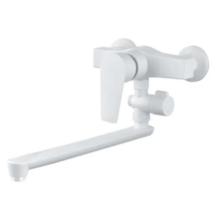 PLAMIX OSCAR-006 SET WHITE Змішувач для ванни(зі шлангом,лійкою та кроншт.)(Кол. білий)(24 шт/ящ)