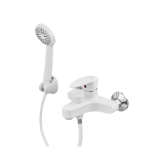 Змішувач для ванни Plamix CEZAR-009 EURO SET White, зі шлангом, лійкою та кронштейном (PM0692)