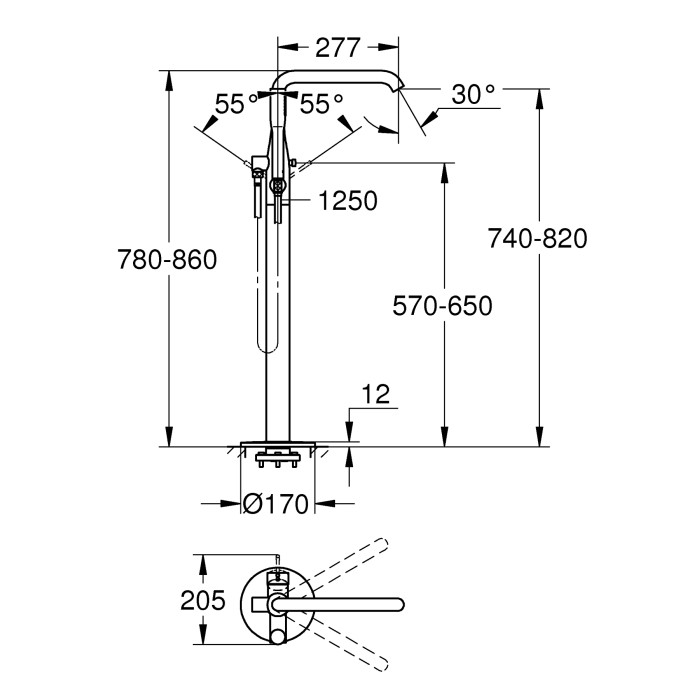 Підлоговий змішувач для ванни Grohe Essence New (23491001)