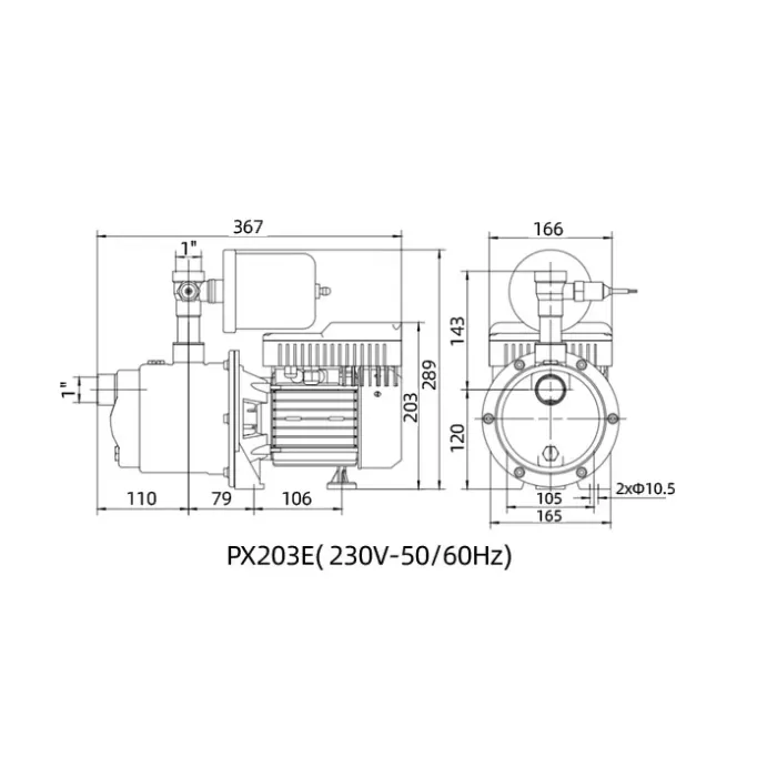PX203-E SHIMGE багатоступ. станція (0,37 кВт, Нmax=32м, Qmax=70л/хв) {1}