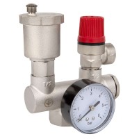 Група безпеки ITAL MINI 1" нік. + вихід 3/4РВ (клапан 3 bar+манометр 1/4+повітрявідв. 3/8) {20}