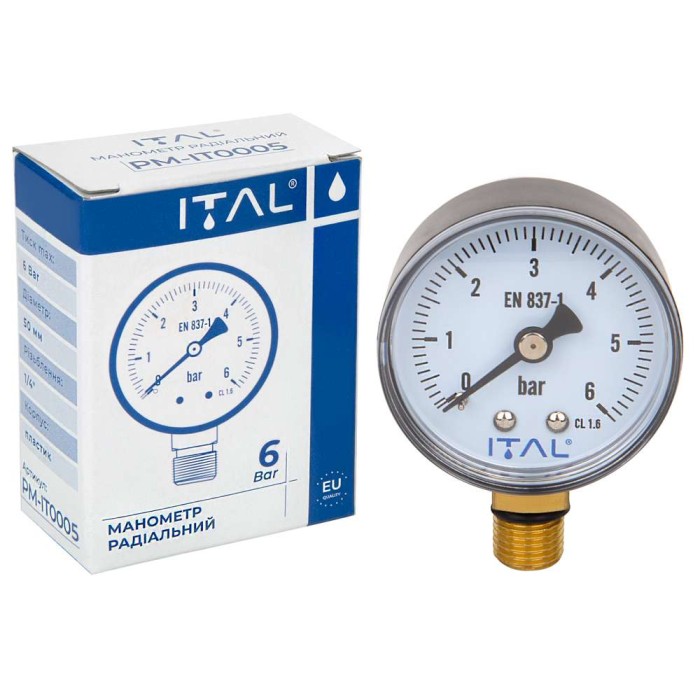 Манометр Ø50 1/4" 6 bar радіальний ITAL {200}