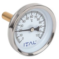 Термометр Ø63 фронтальний 1/2" 0-120С ITAL {100}