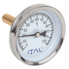 Термометр Ø63 фронтальний 1/2" 0-120С ITAL {100}