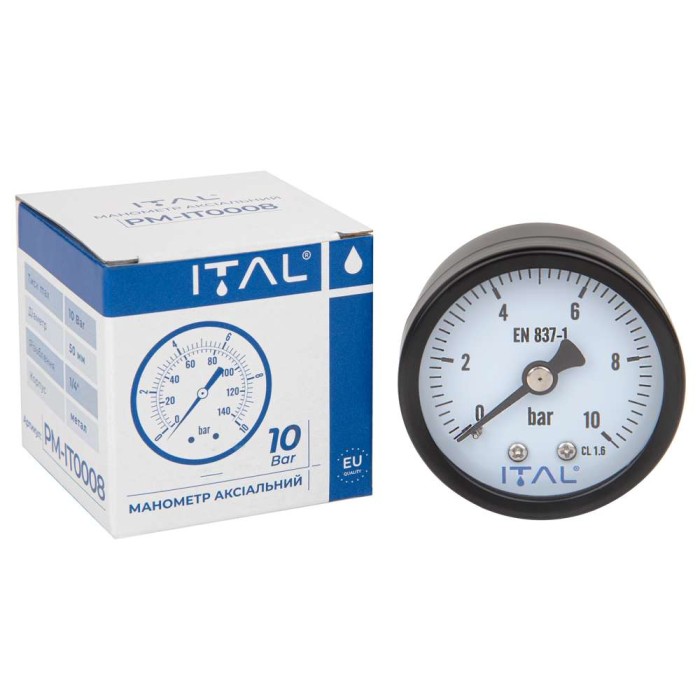 Манометр Ø50 1/4" 10 bar фронтальний МЕТАЛ ITAL {200}