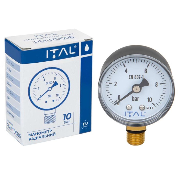 Манометр Ø50 1/4" 10 bar радіальний ITAL {200}