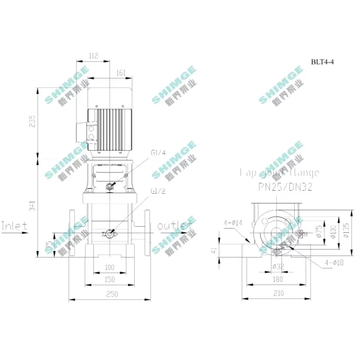 BLT4-4-0.75 SHIMGE 380В ц/біжний багатоступ. вертик. 0,75 кВт Hmax 38(32)м Qmax 100(66)л/хв {1}